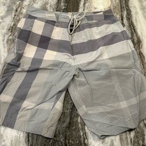 Men’s medium Burberry Brit gray checkered swim trunks